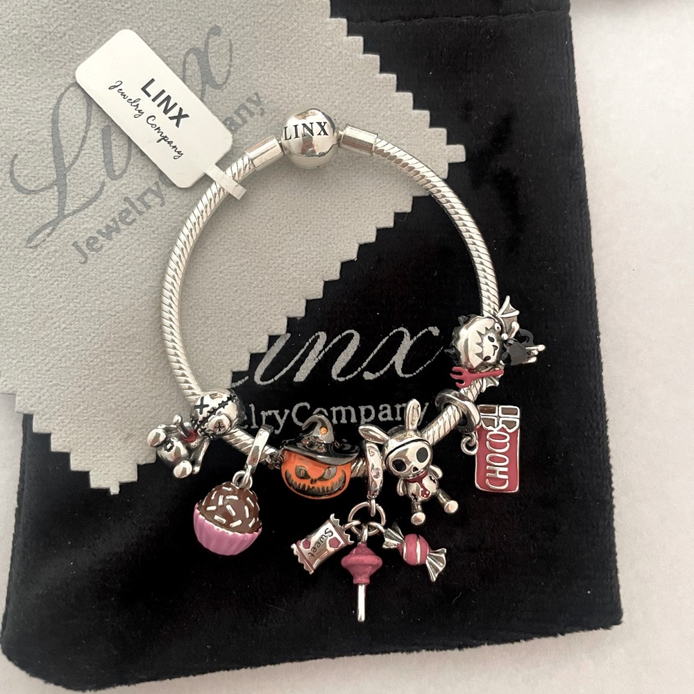 Linx Snake Chain Bracelet with Trick or Treat Halloween Themed Charms